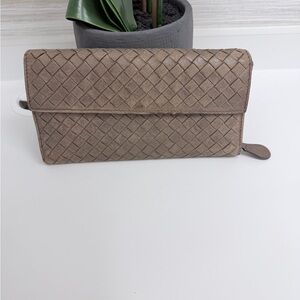Bottega Veneta Taupe Woven Wallet